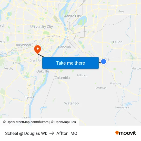 Scheel @ Douglas Wb to Affton, MO map