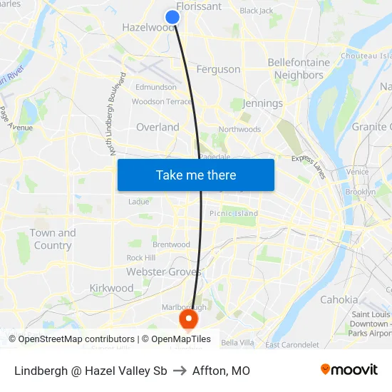 Lindbergh @ Hazel Valley Sb to Affton, MO map