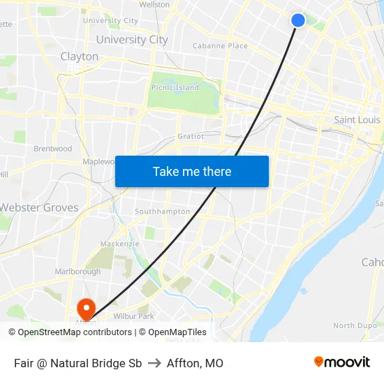 Fair @ Natural Bridge Sb to Affton, MO map