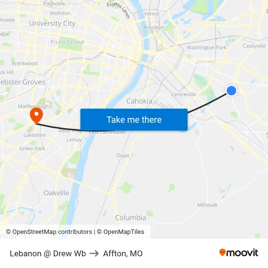 Lebanon @ Drew Wb to Affton, MO map