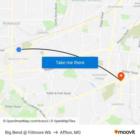 Big Bend @ Fillmore Wb to Affton, MO map