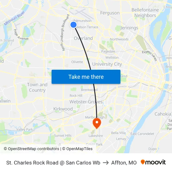 St. Charles Rock Road @ San Carlos Wb to Affton, MO map