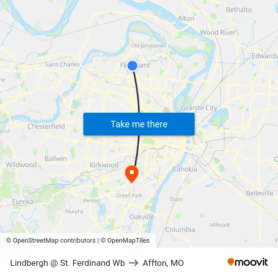Lindbergh @ St. Ferdinand Wb to Affton, MO map