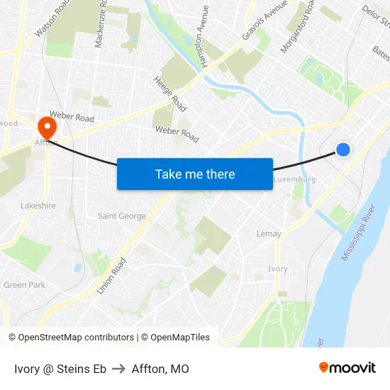 Ivory @ Steins Eb to Affton, MO map