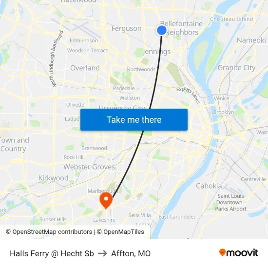 Halls Ferry @ Hecht Sb to Affton, MO map