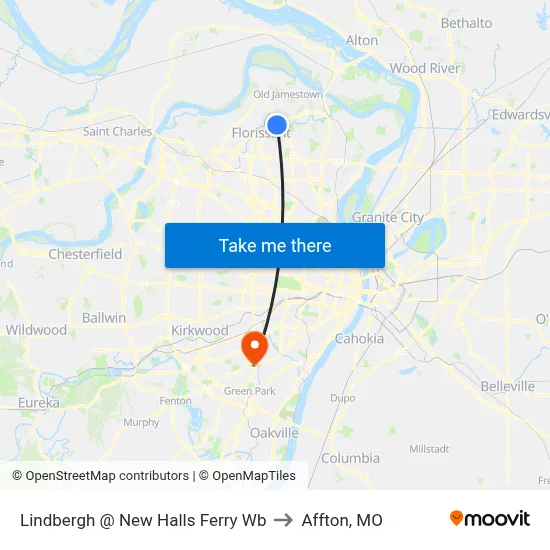 Lindbergh @ New Halls Ferry Wb to Affton, MO map