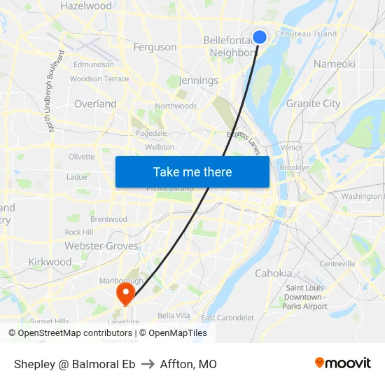 Shepley @ Balmoral Eb to Affton, MO map
