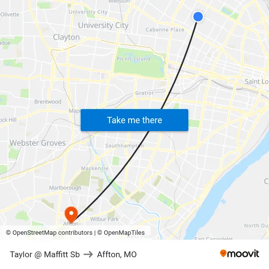 Taylor @ Maffitt Sb to Affton, MO map