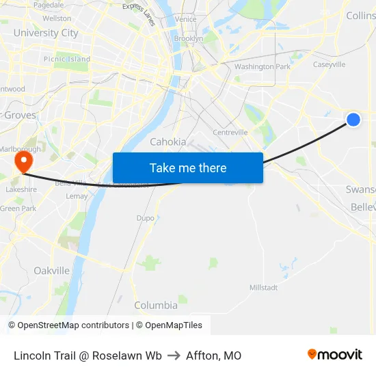 Lincoln Trail @ Roselawn Wb to Affton, MO map