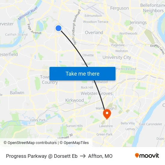 Progress Parkway @ Dorsett Eb to Affton, MO map