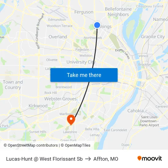 Lucas-Hunt @ West Florissant Sb to Affton, MO map