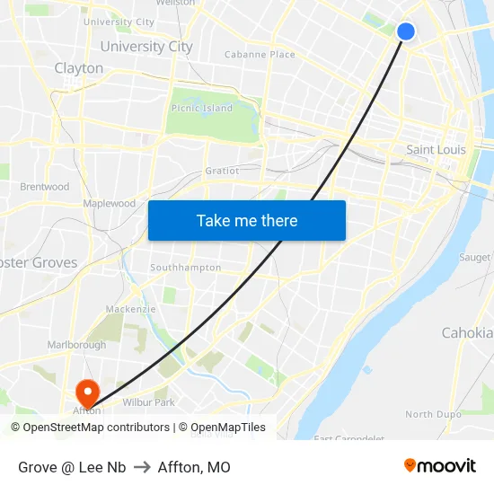 Grove @ Lee Nb to Affton, MO map