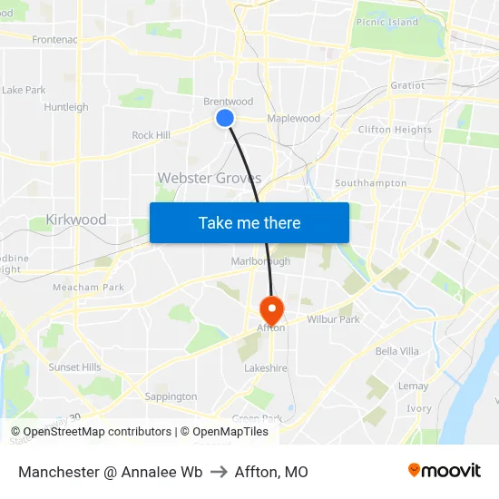 Manchester @ Annalee Wb to Affton, MO map