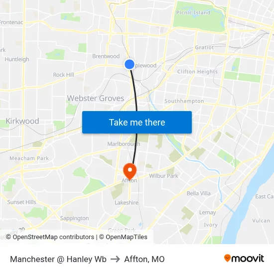 Manchester @ Hanley Wb to Affton, MO map
