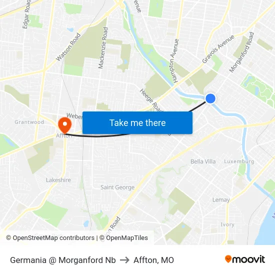 Germania @ Morganford Nb to Affton, MO map