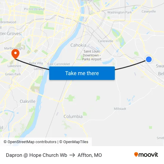 Dapron @ Hope Church Wb to Affton, MO map