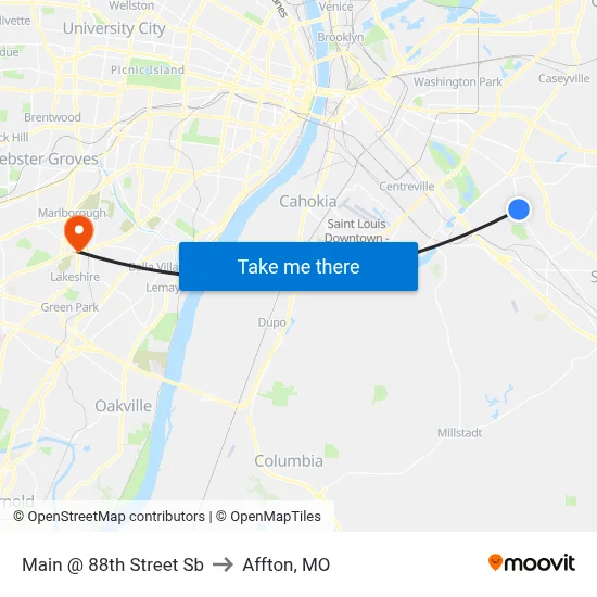 Main @ 88th Street Sb to Affton, MO map