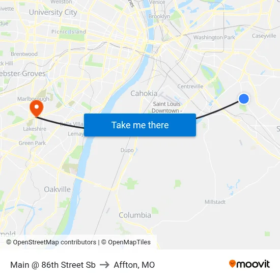 Main @ 86th Street Sb to Affton, MO map