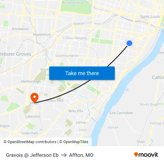 Gravois @ Jefferson Eb to Affton, MO map