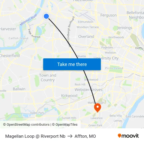 Magellan Loop @ Riverport Nb to Affton, MO map