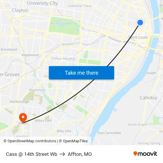 Cass @ 14th Street Wb to Affton, MO map