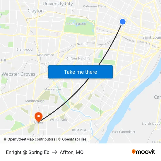 Enright @ Spring Eb to Affton, MO map