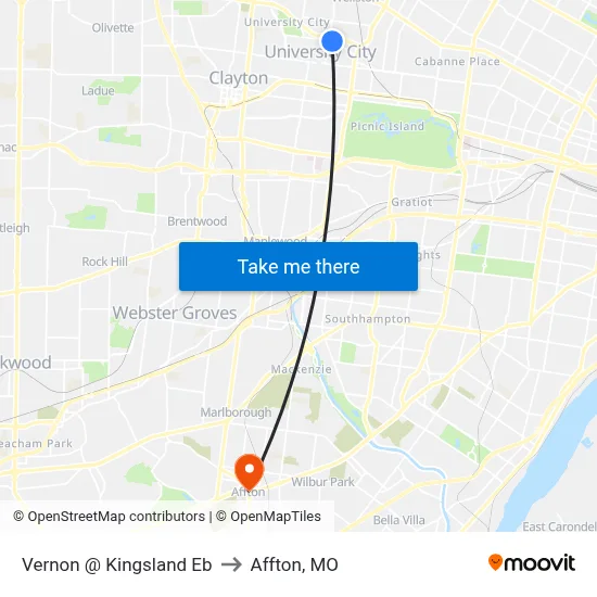 Vernon @ Kingsland Eb to Affton, MO map