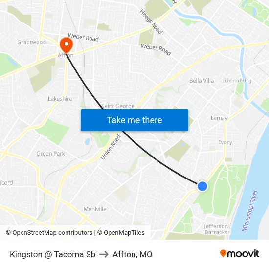 Kingston @ Tacoma Sb to Affton, MO map