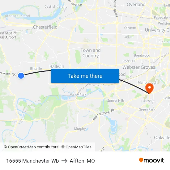 16555 Manchester Wb to Affton, MO map