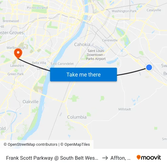 Frank Scott Parkway @ South Belt West Sb to Affton, MO map