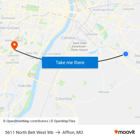5611 North Belt West Wb to Affton, MO map