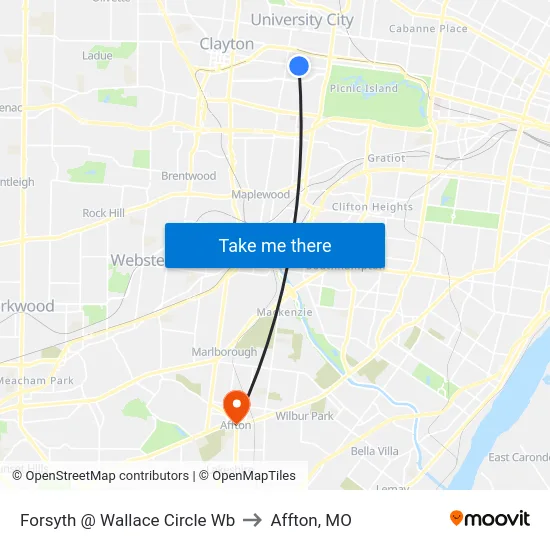 Forsyth @ Wallace Circle Wb to Affton, MO map