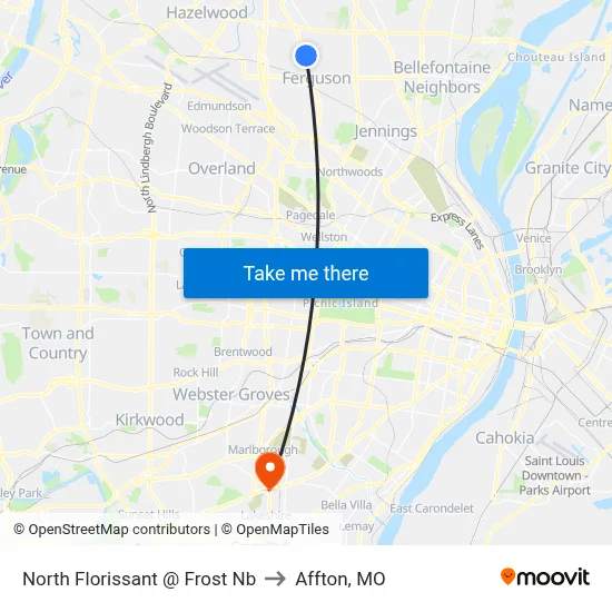 North Florissant @ Frost Nb to Affton, MO map