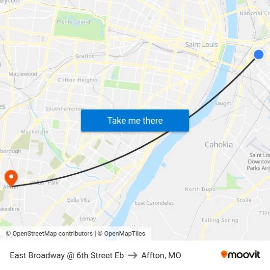 East Broadway @ 6th Street Eb to Affton, MO map