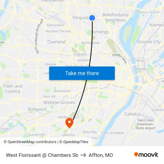 West Florissant @ Chambers Sb to Affton, MO map