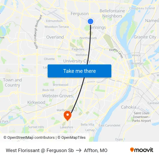 West Florissant @ Ferguson Sb to Affton, MO map