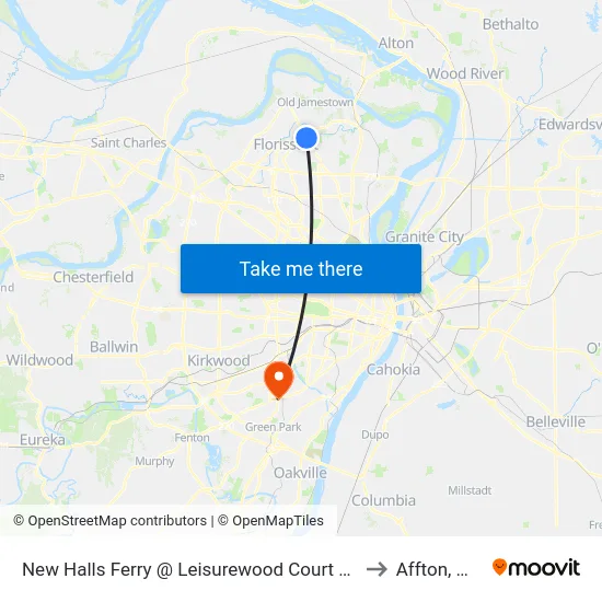 New Halls Ferry @ Leisurewood Court Nb to Affton, MO map