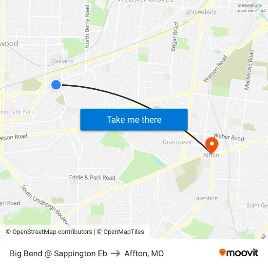 Big Bend @ Sappington Eb to Affton, MO map