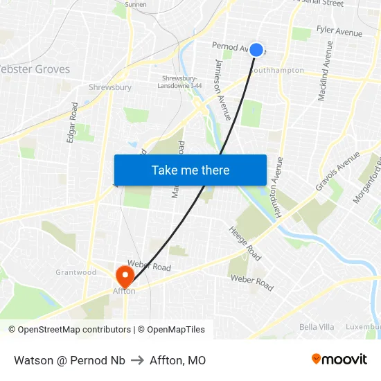 Watson @ Pernod Nb to Affton, MO map