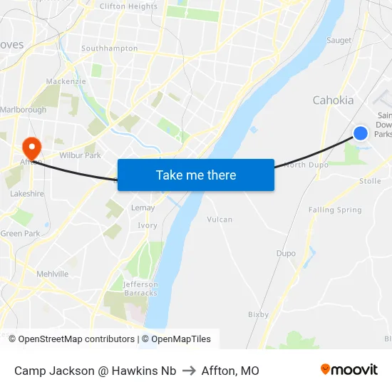 Camp Jackson @ Hawkins Nb to Affton, MO map