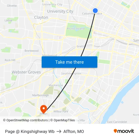 Page @ Kingshighway Wb to Affton, MO map