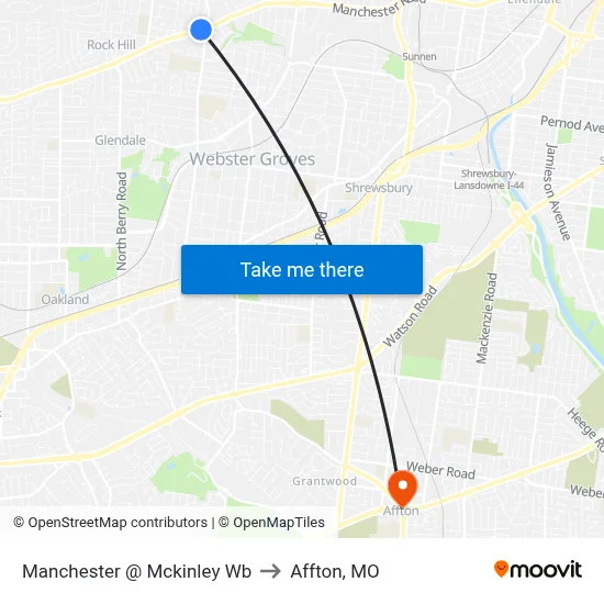 Manchester @ Mckinley Wb to Affton, MO map