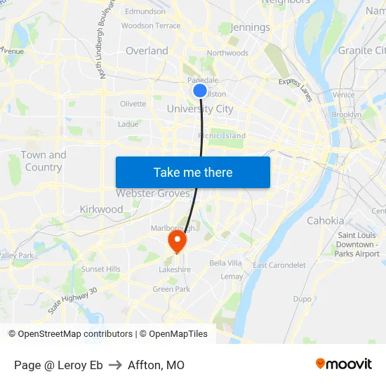 Page @ Leroy Eb to Affton, MO map