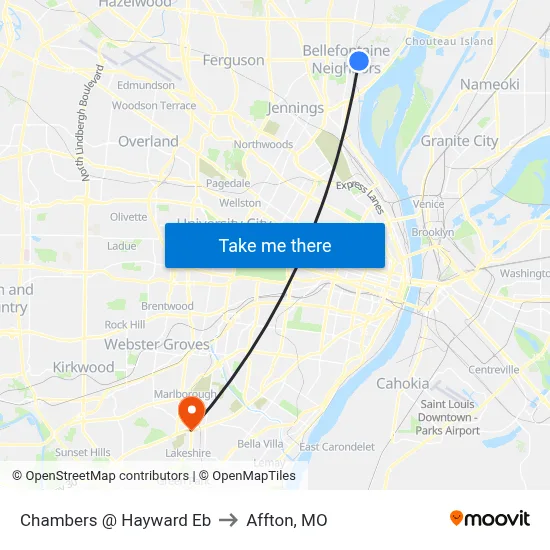 Chambers @ Hayward Eb to Affton, MO map
