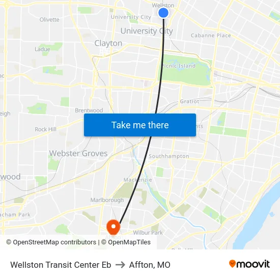 Wellston Transit Center Eb to Affton, MO map