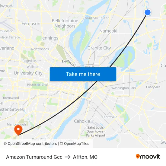 Amazon Turnaround Gcc to Affton, MO map