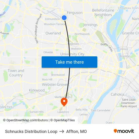 Schnucks Distribution Loop to Affton, MO map