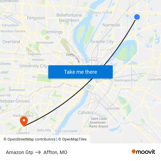 Amazon Gtp to Affton, MO map