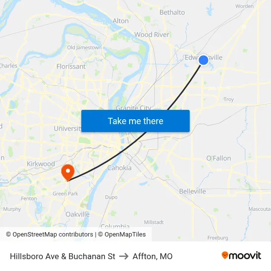 Hillsboro Ave & Buchanan St to Affton, MO map