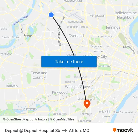 Depaul @ Depaul Hospital Sb to Affton, MO map